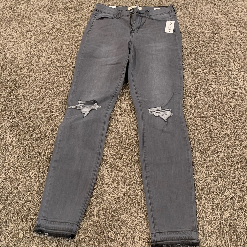 Pacsun Grey/black distressed skinny jeggings